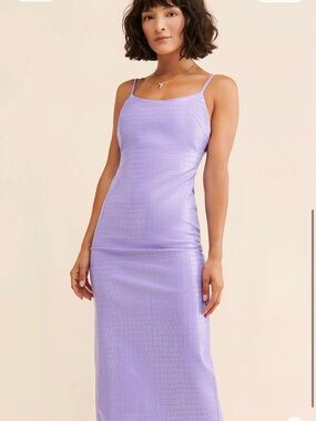 Bardot Lavender Croc-Embossed Midi Slip Dress